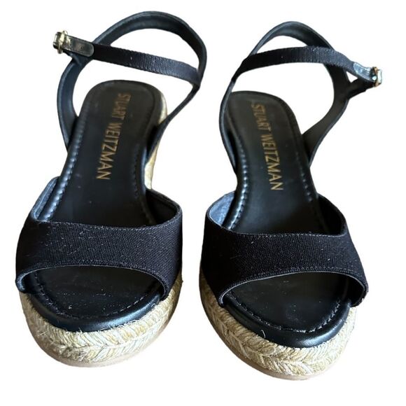 Stuart Weitzman Tia Espadrille Wedge Sandal in Black - Picture 4 of 17